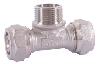 Тройник 16x1/2 обжимной с переходом на наружную резьбу HLV-114333.N.01